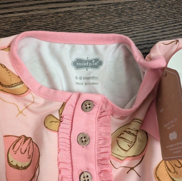 Mud Pie Pink and Orange Cowboy Hat Print Footie - Picture 7 of 7